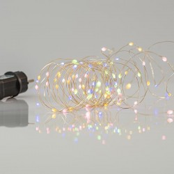 ΣΕΙΡΑ, 100 ΜΙΝΙ LED, 4.5V, 11 ΠΡΟΓΡΑΜΜΑΤΑ, ΜΕ ΜΕΤΑΣΧΗΜΑΤΙΣΤΗ, ΑΣΗΜΙ ΧΑΛΚΟΣ, OPAL ΚΑΙ ΘΕΡΜΟ ΛΕΥΚΟ LED, ΠΡΟΕΚΤΑΣΗ ΠΑΡΟΧΗΣ 5m, ANA 10cm, ΙΡ44