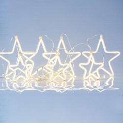 ΚΟΥΡΤΙΝΑ, 47 MINI LED, 27V, ΜΕ 4 ΜΕΓΑΛΑ 18cm ΚΑΙ 3 ΜΙΚΡΑ 14cm NEON ΑΣΤΕΡΙΑ ΦΩΤΟΣΩΛΗΝΑΣ, ΚΟΝΕΚΤΟΡΕΣ ΕΩΣ 3, ΑΣΗΜΙ ΧΑΛΚΟΣ, ΘΕΡΜΑ ΛEΥΚΑ LED, ΘΕΡΜΗ ΛΕΥΚΗ NEON ΦΩΤΟΣΩΛΗΝΑ, 150x108cm, ΠΡΟΕΚΤΑΣΗ ΠΑΡΟΧΗΣ 3m, IP44