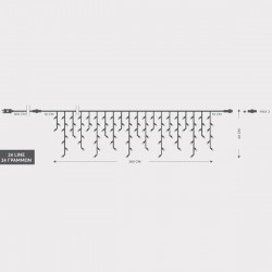 ΒΡΟΧΗ, 144 LED 3mm, 36V ΜΕΤΑΣΧΗΜΑΤΙΣΤΗ, 8 ΠΡΟΓΡΑΜΜΑΤΑ & ΜΝΗΜΗ, 4 ΕΠΕΚΤΑΣΕΙΣ ΩΣ 3 ΣΕΤ, ΔΙΑΦΑΝΟ PVC ΚΑΛΩΔΙΟ, ΘΕΡΜΟ LED, 300x60cm (5/7/5/7), ΠΡΟΕΚΤΑΣΗ ΠΑΡΟΧΗΣ 3m, ΙΡ44