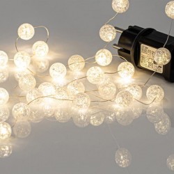 ΣΕΙΡΑ, 100 MINI LED ΜΕ ΑΚΡΥΛΙΚΕΣ ΜΠΑΛΙΤΣΕΣ 2cm, 4,5V ΜΕΤΑΣΧΗΜΑΤΙΣΤΗ, ΑΣΗΜΙ ΧΑΛΚΙΝΟ ΚΑΛΩΔΙΟ, ΘΕΡΜΟ ΛΕΥΚΟ LED, ΑΝΑ 5cm, ΠΡΟΕΚΤΑΣΗ ΠΑΡΟΧΗΣ 3m, IP44