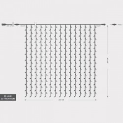 ΚΟΥΡΤΙΝΑ, 360 LED 3mm, 36V, ΕΠΕΚΤΑΣΗ ΩΣ 3, ΜΕ ΜΕΤΑΣΧΗΜΑΤΙΣΤΗ, ΠΡΟΕΚΤΑΣΗ ΠΑΡΟΧΗΣ 300cm, ΔΙΑΦΑΝΟ ΚΑΛΩΔΙΟ, ΛΕΥΚΟ LED, 200x200cm,ΙΡ44