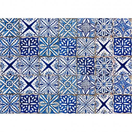 Blue Azulejos L πλάτη προστασίας τοίχου εστιών κουζίνας (67215)