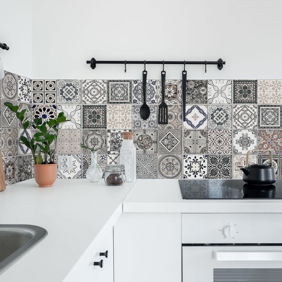 Azulejos Vintage πλάτη προστασίας τοίχων κουζίνας και μπάνιου (67321)