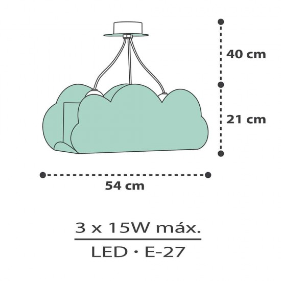 Clouds Green κρεμαστό τρίφωτο οροφής (41410[H])